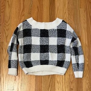 Plaid Black and White Women's Sweater S
